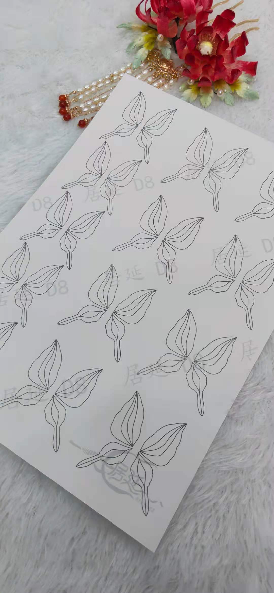 JY DIY Chanhua Paper Template for Traditional Hair Accessories - D Series