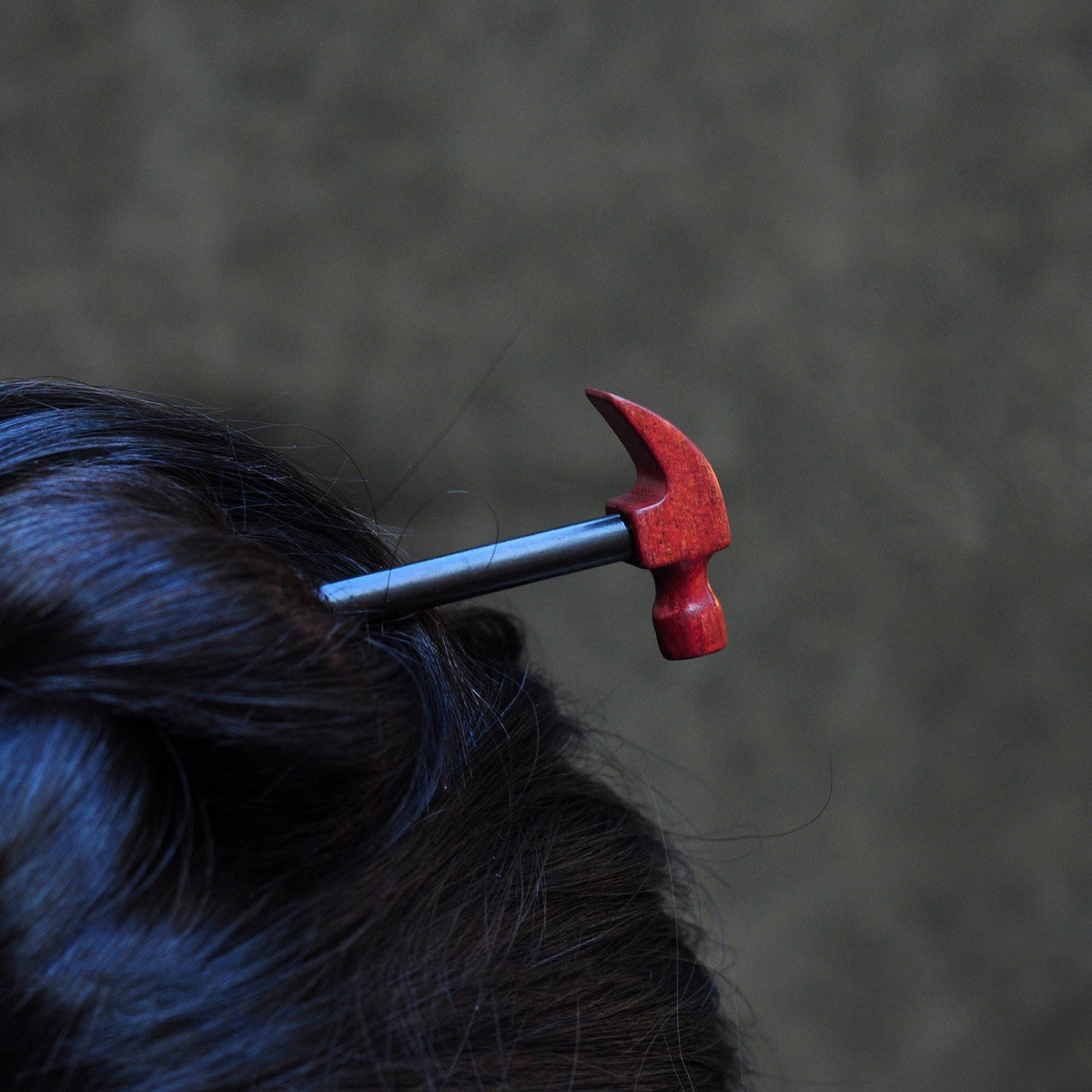Natural African Blackwood and Padauk Hair Stick - Hammer Shape Design Hairpin #锤子