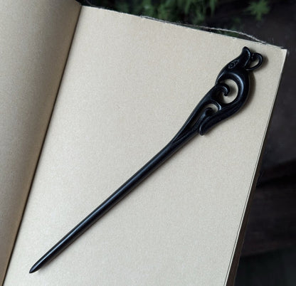 Natural African Blackwood Hair Stick Set - Handcrafted Wooden Hair Pins #紫光檀精雕