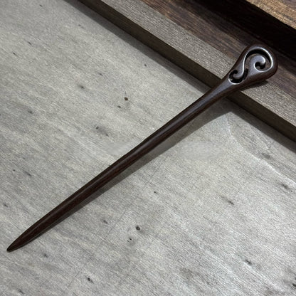 Natural Big-Leaf Rosewood Hair Stick Set - 18cm Carved Designs #18cm国标大叶紫檀