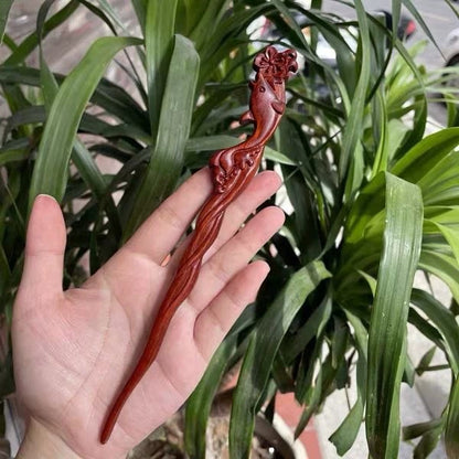 Natural Burmese Rosewood Hair Stick - Carved Wooden Hairpin Set for Women (小叶紫檀)