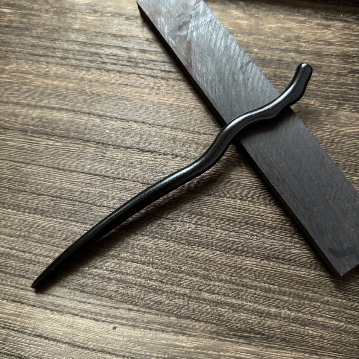 African Blackwood Hair Pin - 18cm Wooden Hair Stick for Updos & DIY Crafting