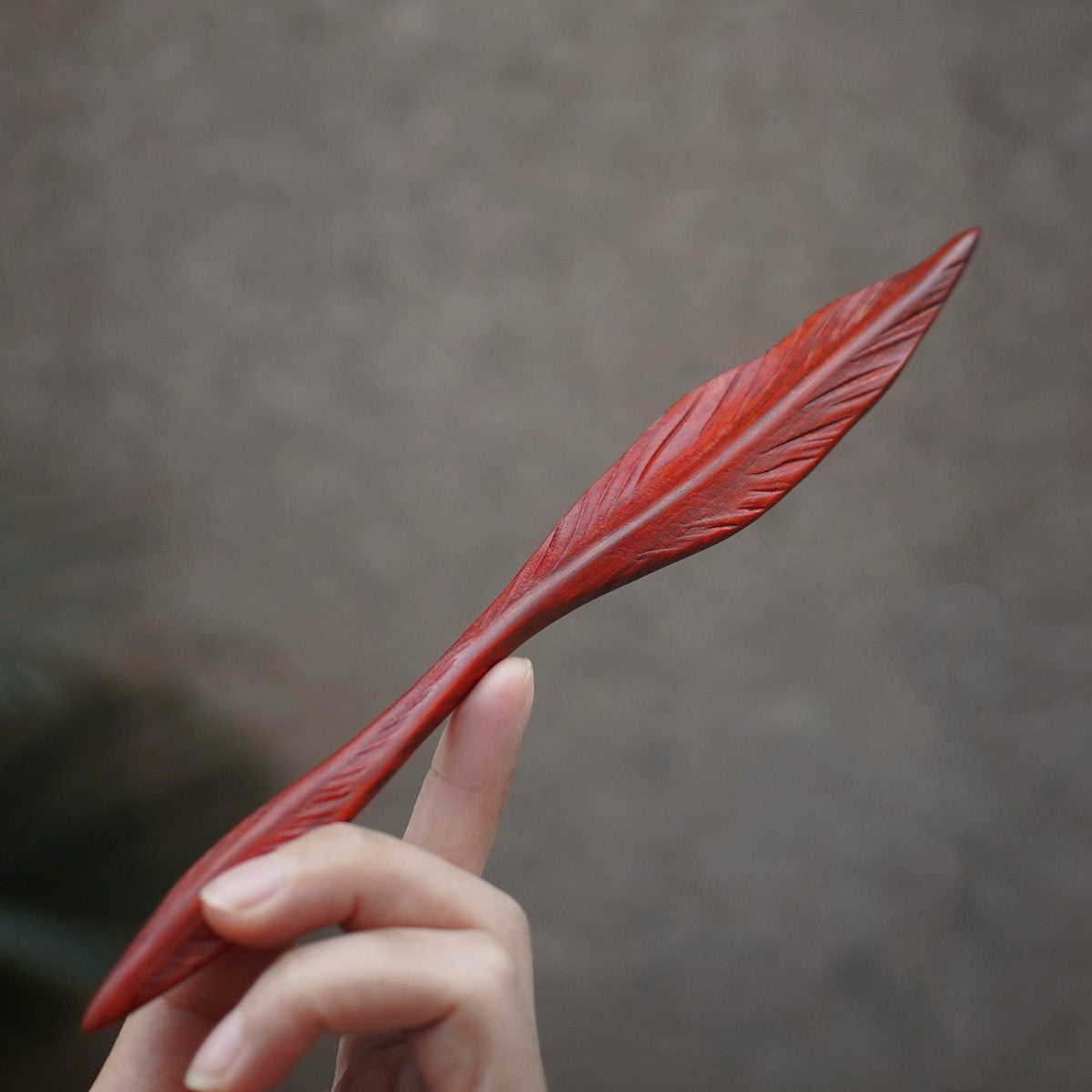 Natural African Padauk Hair Stick - Floating Leaf Design Hairpin #游叶