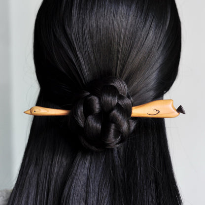 Natural Peach Wood Hair Stick - Big Goose Design 18cm Hairpin #一只鹅