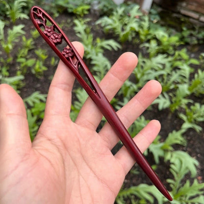 Natural Burmese Rosewood Hair Stick - Carved Wooden Hairpin Set for Women (小叶紫檀)