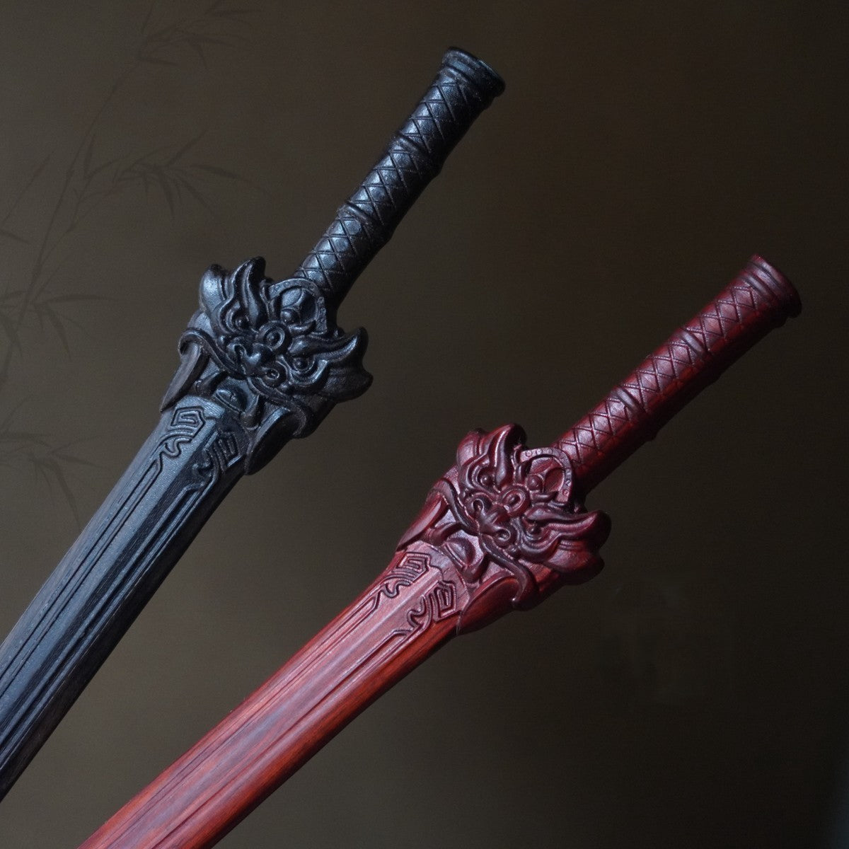 Natural Rosewood Hair Stick Set - Lion Jue Sword Design Hairpin #狮厥