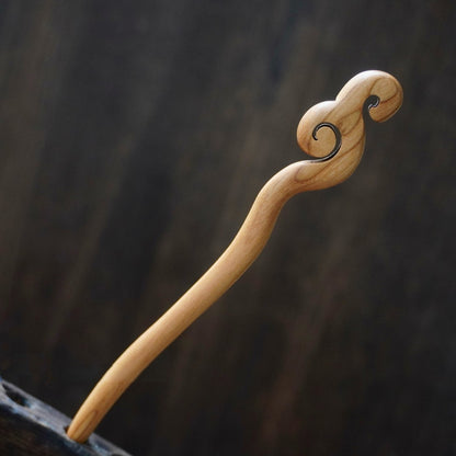 Natural Peach Wood Hair Stick Set - Assorted Abstract Designs 15cm Hairpins #15cm桃木发簪