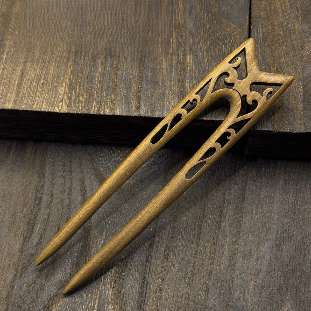 Natural Green Sandalwood U-Shaped Hair Sticks Set - 13-15cm Length #绿檀u钗合集