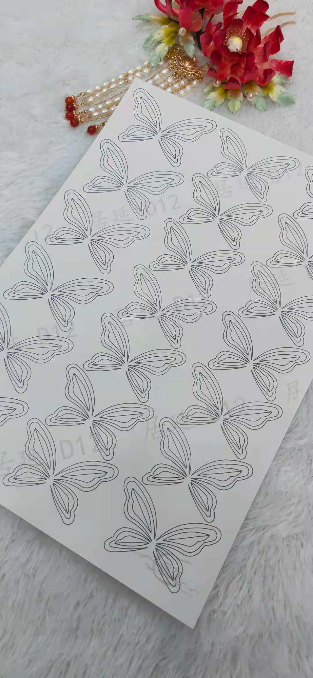 JY DIY Chanhua Paper Template for Traditional Hair Accessories - D Series