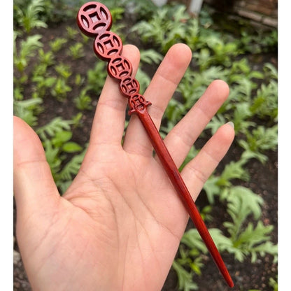 Natural Burmese Rosewood Hair Stick - Carved Wooden Hairpin Set for Women (小叶紫檀)