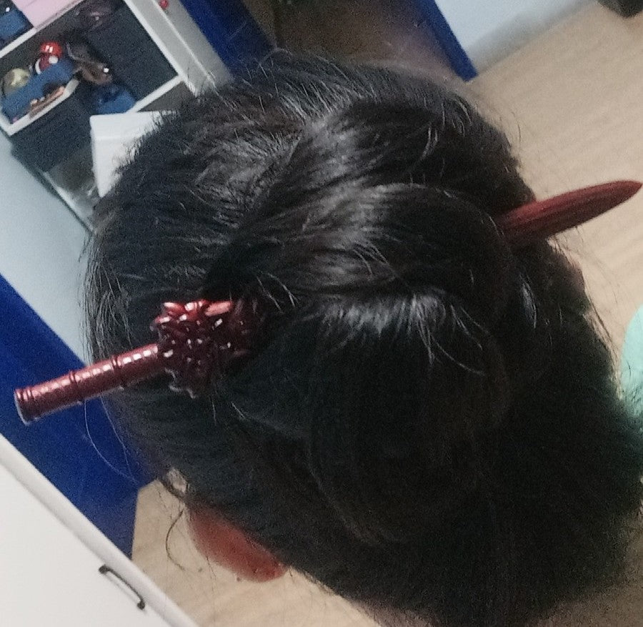 Natural Rosewood Hair Stick Set - Lion Jue Sword Design Hairpin #狮厥