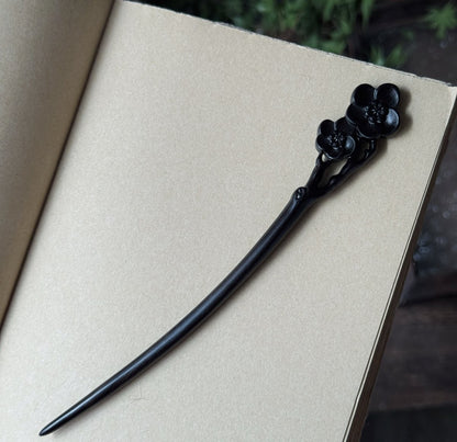 Natural African Blackwood Hair Stick Set - Handcrafted Wooden Hair Pins #紫光檀精雕