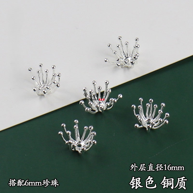 Copper Flower Bead Caps with Rhinestones - Flower Stamen Holders(#20-28)