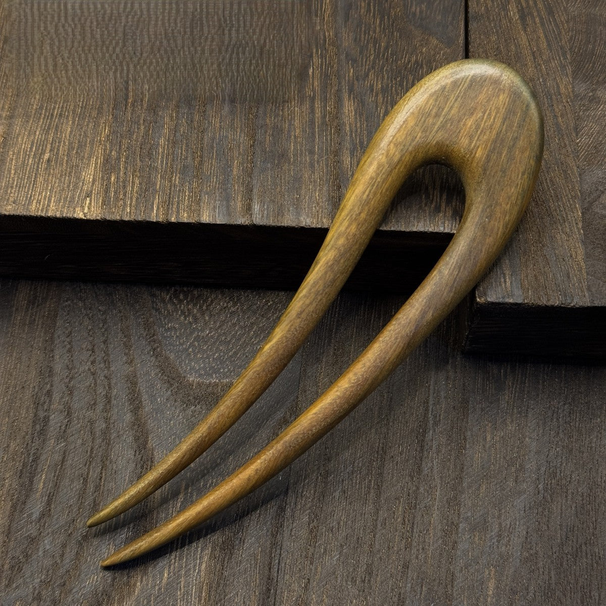 Natural Green Sandalwood U-Shaped Hair Sticks Set - 13-15cm Length #绿檀u钗合集