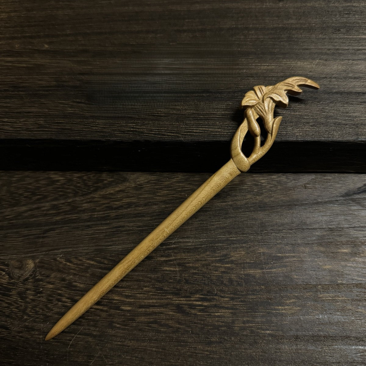 Natural Aged Peach Wood Hair Stick Set - Assorted Floral and Nature Designs Hairpins #老桃木簪合集