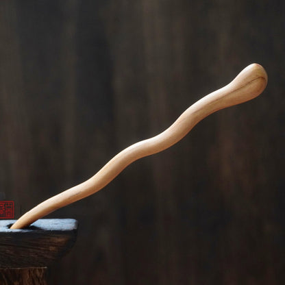 Natural Peach Wood Hair Stick Set - Assorted Abstract Designs 15cm Hairpins #15cm桃木发簪