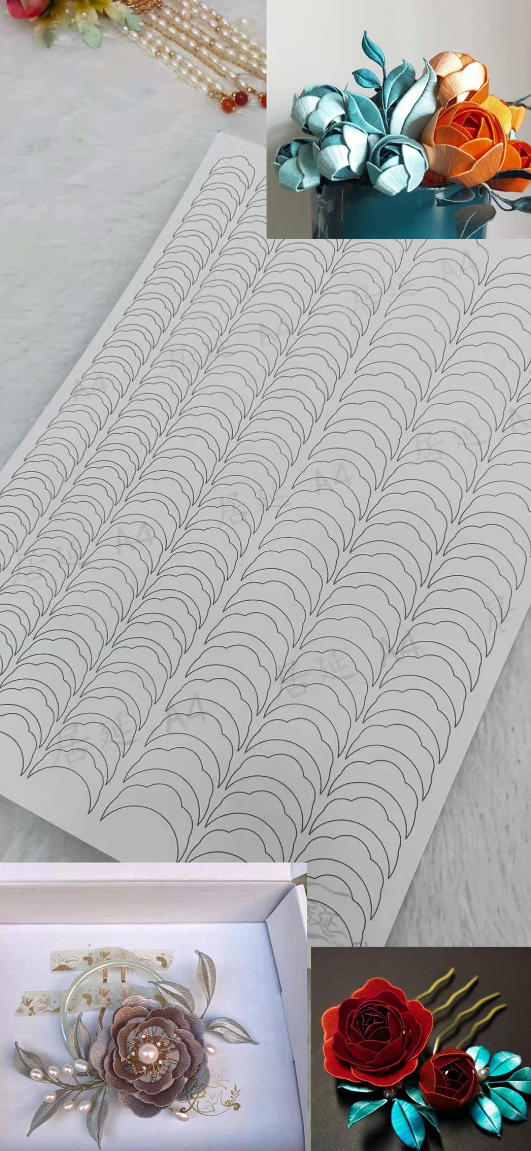 JY DIY Chanhua Paper Template for Traditional Hair Accessories - A Series