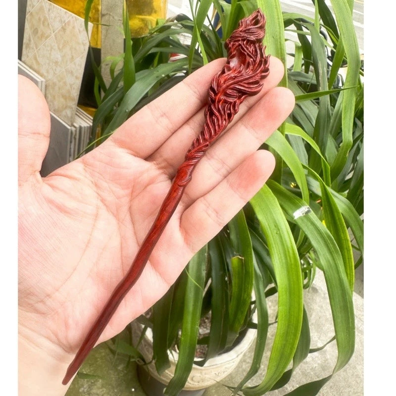 Natural Burmese Rosewood Hair Stick - Carved Wooden Hairpin Set for Women (小叶紫檀)