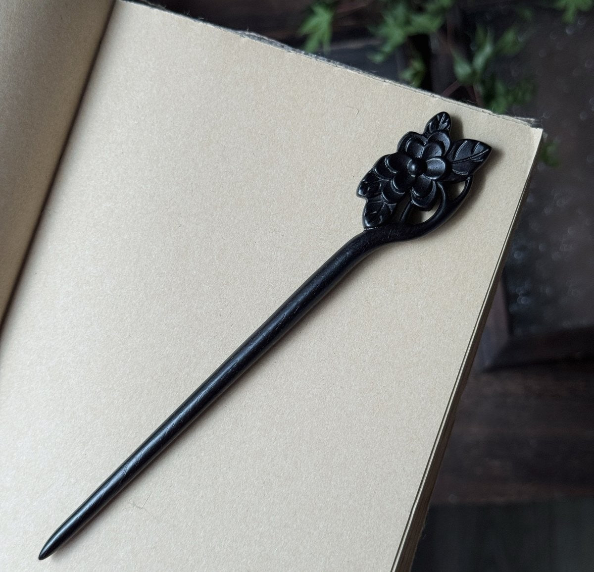 Natural African Blackwood Hair Stick Set - Handcrafted Wooden Hair Pins #紫光檀精雕