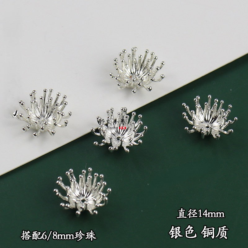 Copper Flower Bead Caps with Rhinestones - Flower Stamen Holders(#20-28)