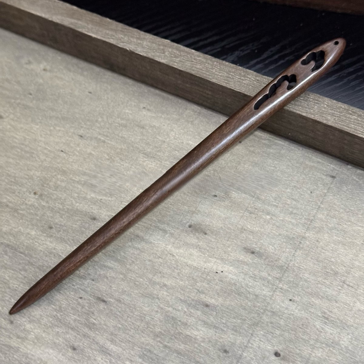 Natural Big-Leaf Rosewood Hair Stick Set - 18cm Carved Designs #18cm国标大叶紫檀