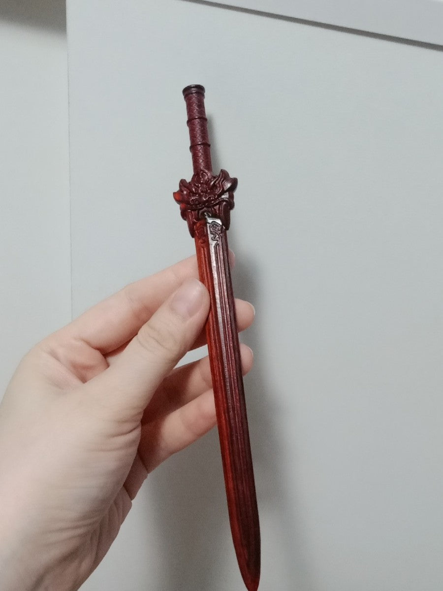 Natural Rosewood Hair Stick Set - Lion Jue Sword Design Hairpin #狮厥