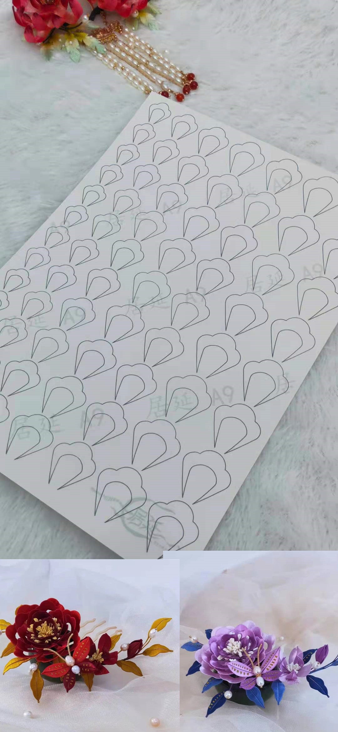 JY DIY Chanhua Paper Template for Traditional Hair Accessories - A Series