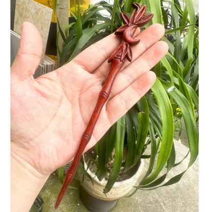 Natural Burmese Rosewood Hair Stick - Carved Wooden Hairpin Set for Women (小叶紫檀)