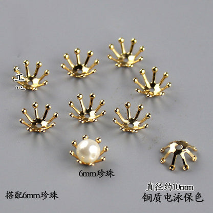 Copper Flower Bead Caps with Rhinestones - Flower Stamen Holders(#184-215)