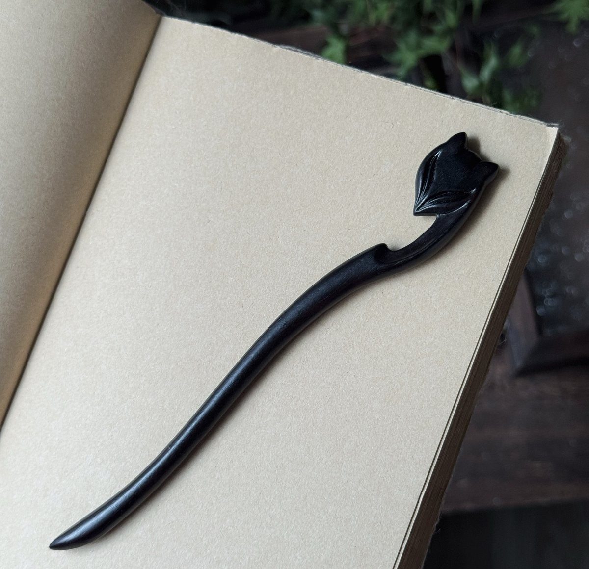 Natural African Blackwood Hair Stick Set - Handcrafted Wooden Hair Pins #紫光檀精雕