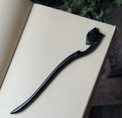 Natural African Blackwood Hair Stick Set - Handcrafted Wooden Hair Pins #紫光檀精雕