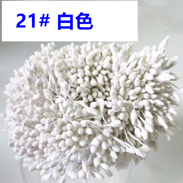 Glitter Coated Flower Stamens (Approx. 280-330pcs) - Stiff Stem for DIY Floral Crafts