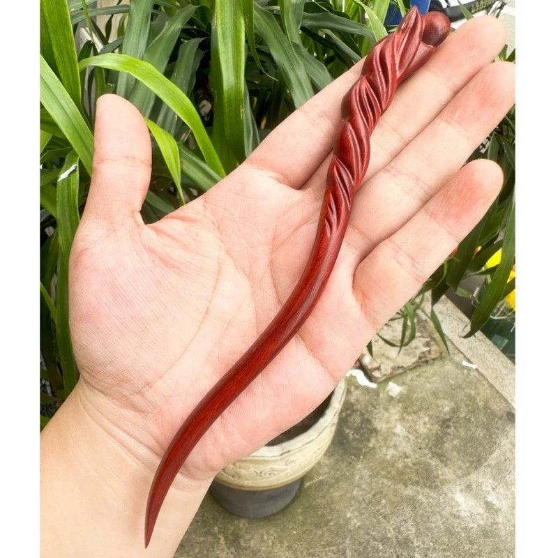 Natural Burmese Rosewood Hair Stick - Carved Wooden Hairpin Set for Women (小叶紫檀)