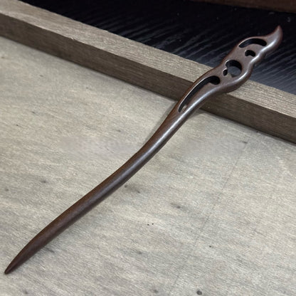 Natural Big-Leaf Rosewood Hair Stick Set - 18cm Carved Designs #18cm国标大叶紫檀