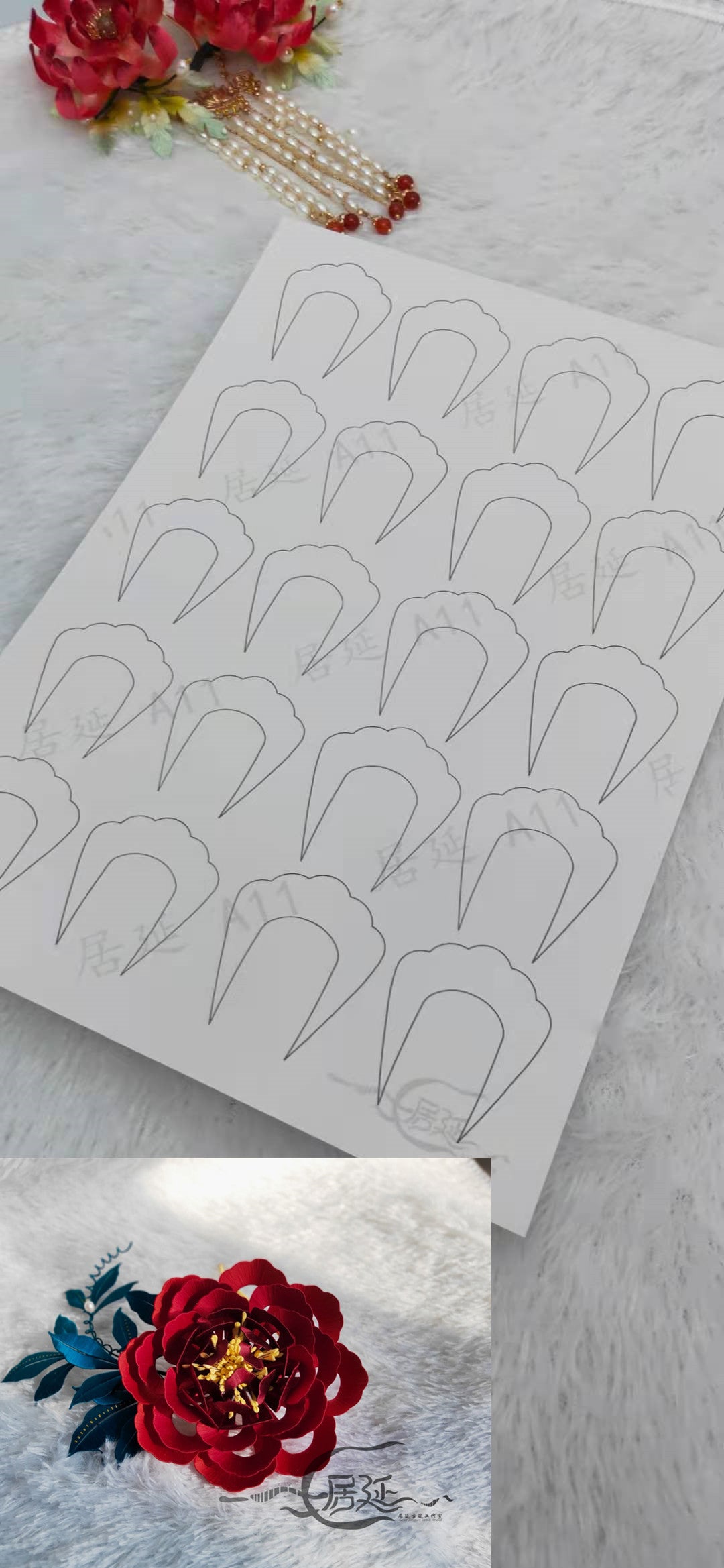 JY DIY Chanhua Paper Template for Traditional Hair Accessories - A Series