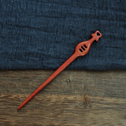 Natural Red Sandalwood Hair Stick Set - Assorted Designs 18cm Hairpins #红檀木发簪合集