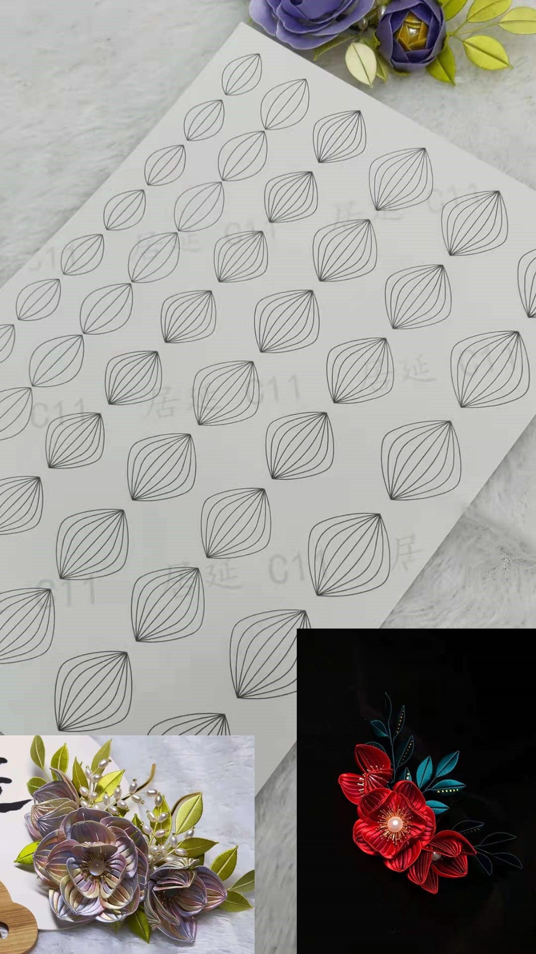 JY DIY Chanhua Paper Template for Traditional Hair Accessories - C Series