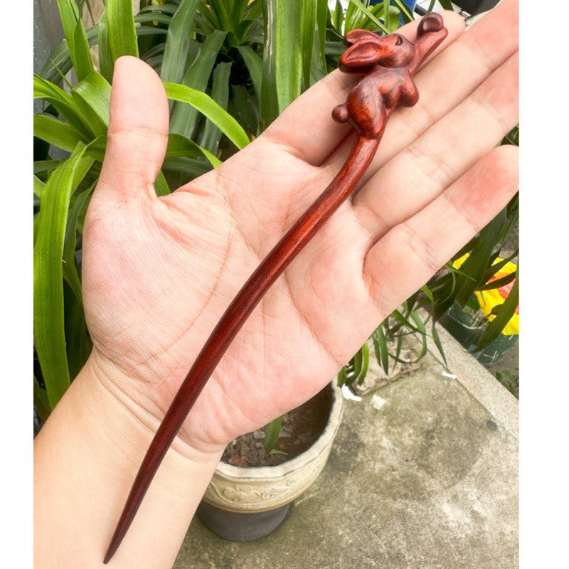 Natural Burmese Rosewood Hair Stick - Carved Wooden Hairpin Set for Women (小叶紫檀)