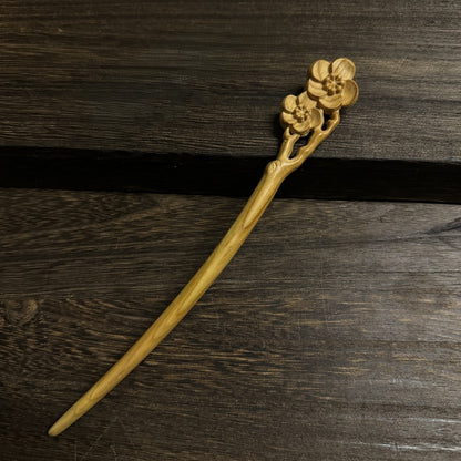 Natural Peach Wood Hair Stick Set - Assorted Floral and Nature Designs Hairpins #桃木发簪合集