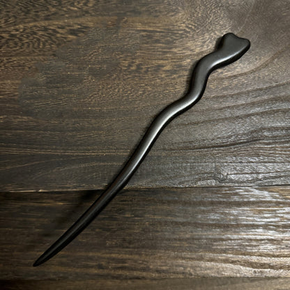 Natural African Blackwood Hair Stick - Carved Wooden Hairpin for Buns & DIY Projects