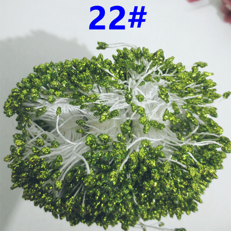 Glitter Coated Flower Stamens (Approx. 280-330pcs) - Stiff Stem for DIY Floral Crafts