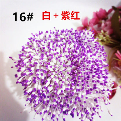 Dual-Color Pointed Tip Flower Stamens (15g) - Double Headed for DIY Flower Making