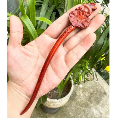 Natural Burmese Rosewood Hair Stick - Carved Wooden Hairpin Set for Women (小叶紫檀)