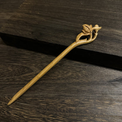 Natural Aged Peach Wood Hair Stick Set - Assorted Floral and Nature Designs Hairpins #老桃木簪合集