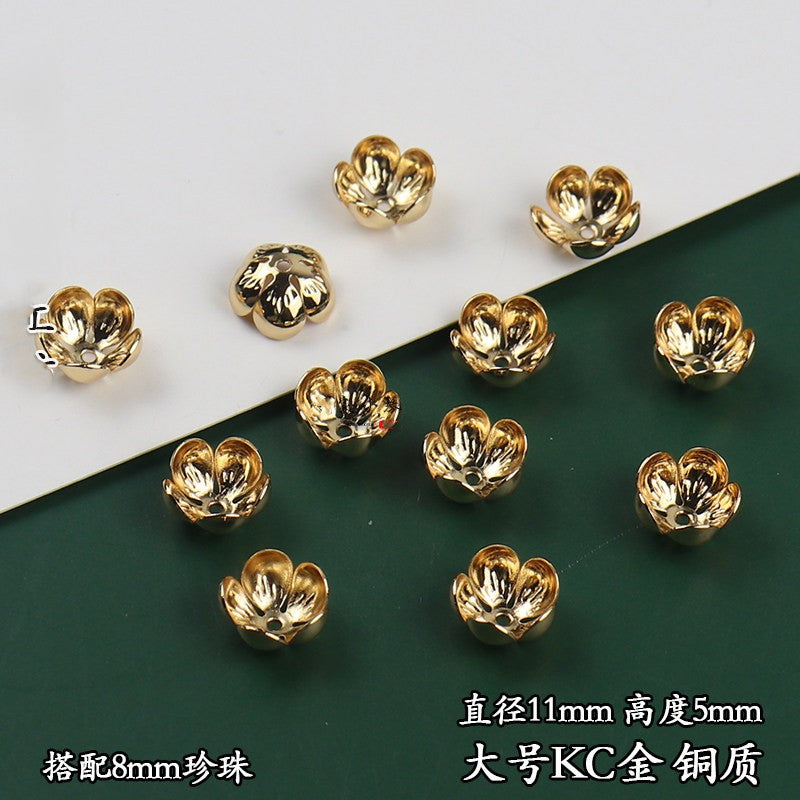 Copper Flower Bead Caps with Rhinestones - Flower Stamen Holders(#20-28)