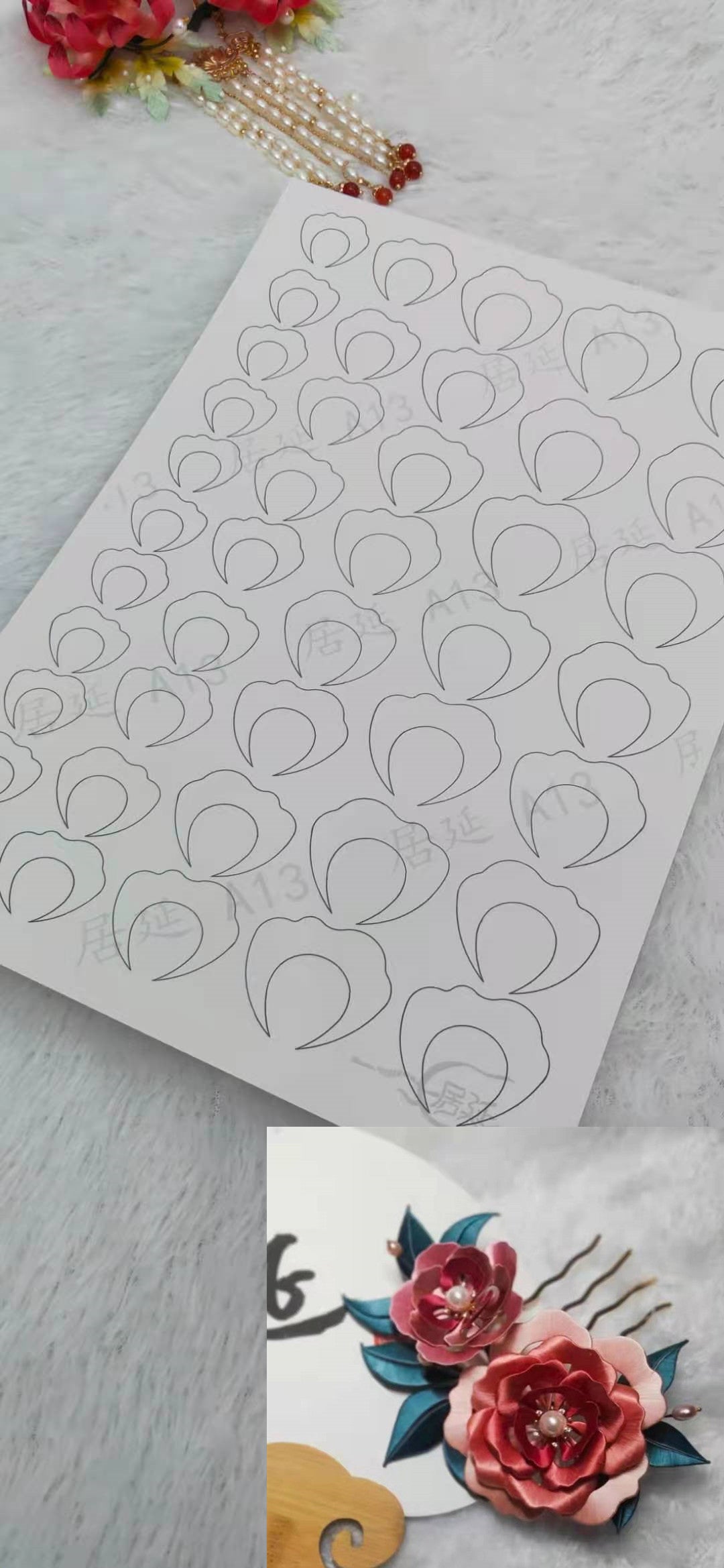 JY DIY Chanhua Paper Template for Traditional Hair Accessories - A Series