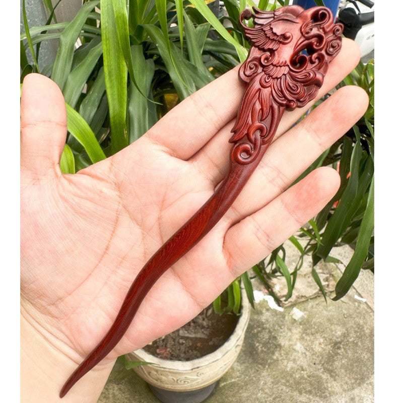 Natural Burmese Rosewood Hair Stick - Carved Wooden Hairpin Set for Women (小叶紫檀)