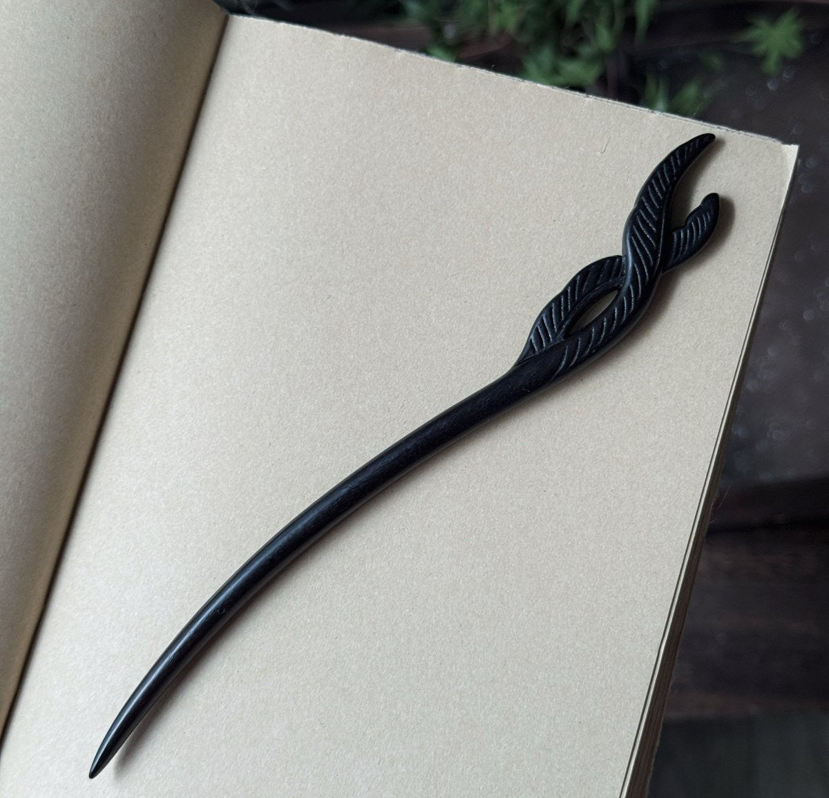 Natural African Blackwood Hair Stick Set - Handcrafted Wooden Hair Pins #紫光檀精雕