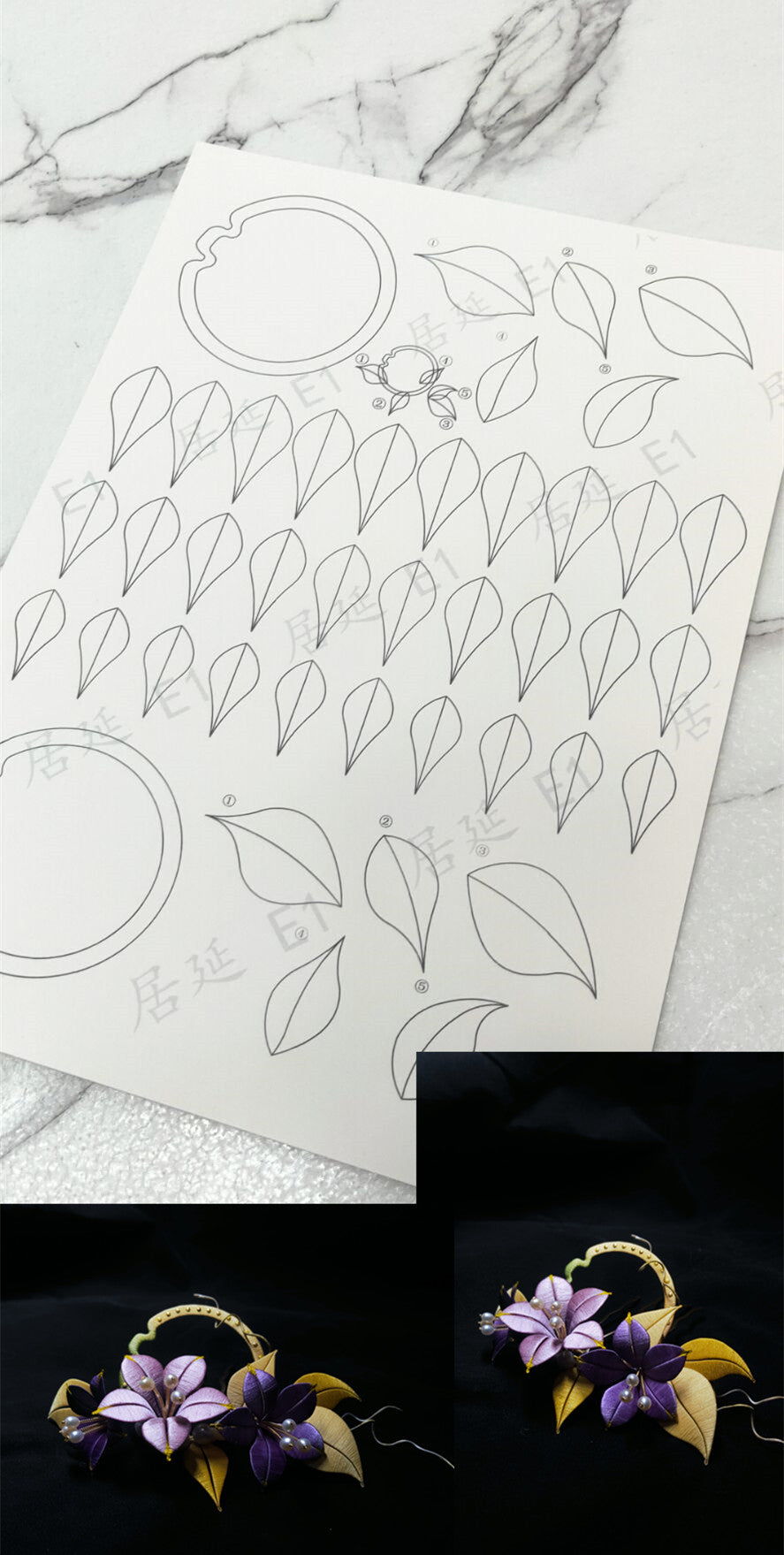 JY DIY Chanhua Paper Template for Traditional Hair Accessories - E Series