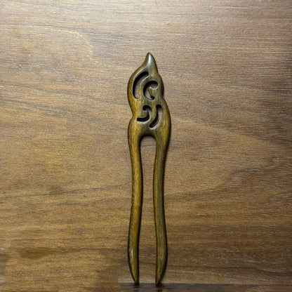 Natural Green Sandalwood U-Shaped Hair Sticks Set - 13-15cm Length #绿檀u钗合集